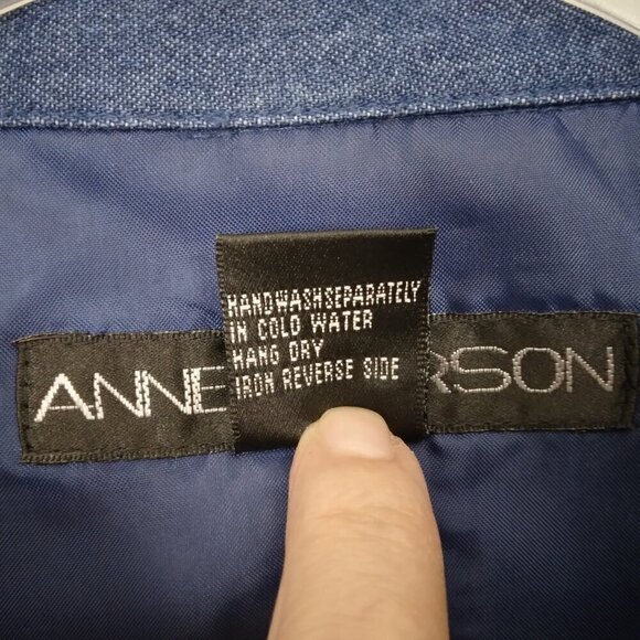 Anne Carson | Blue Denim Embroidered Sleeveless Top Palm Tree | Size L - Picture 6 of 7